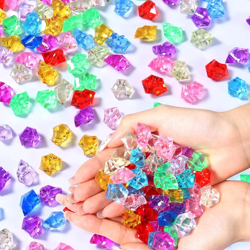 100PCS Kunststoff Edelsteine Eis Felsen Bunte Steine Kinder Kristall Juwelen Acryl Diamanten DIY Handwerk Perlen Spielzeug Schatzsuche