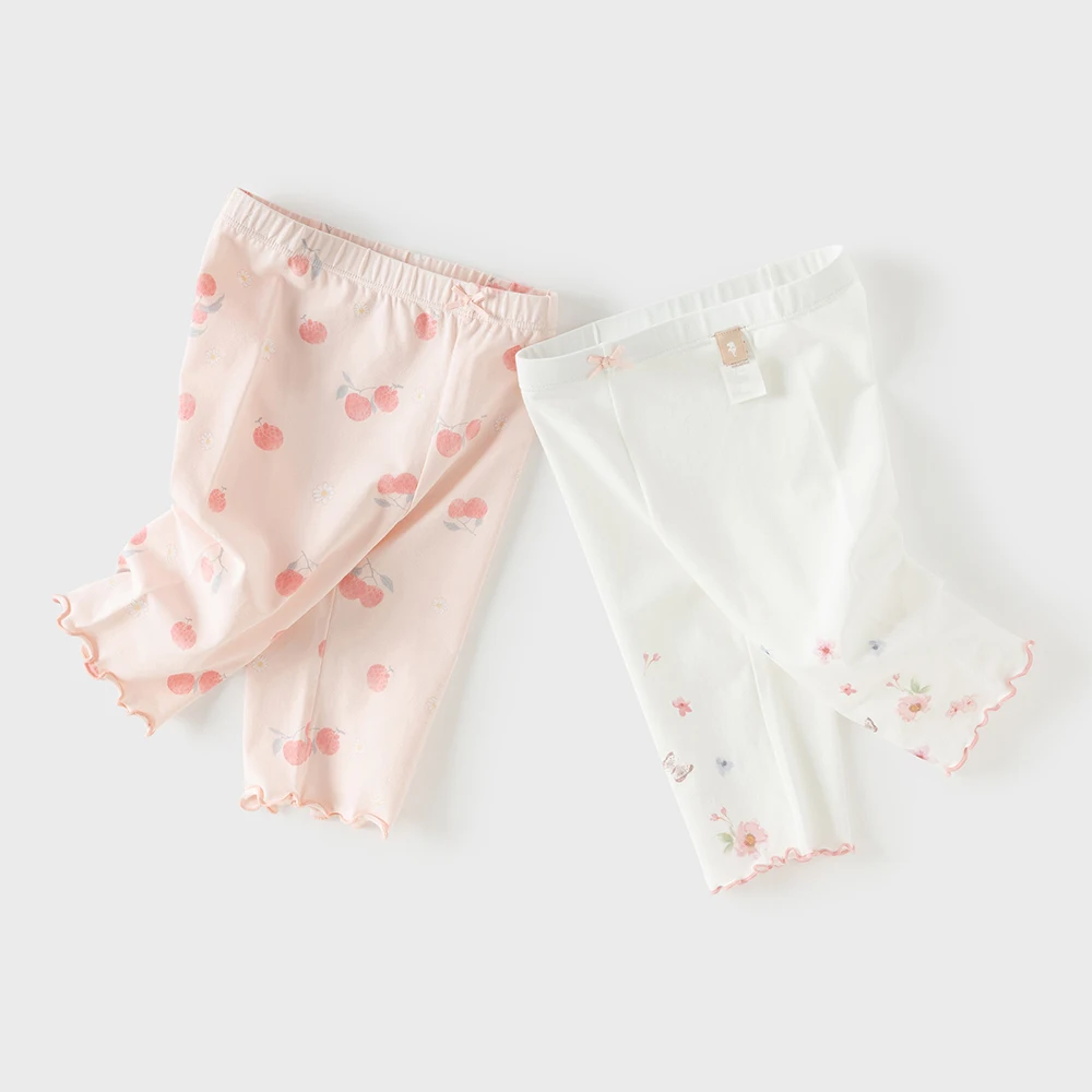 Dave Bella Girls Summer Leggings Pants Children Printed Knitted Calf-length Trousers Casual Elastic Waist Leggings DB2262396