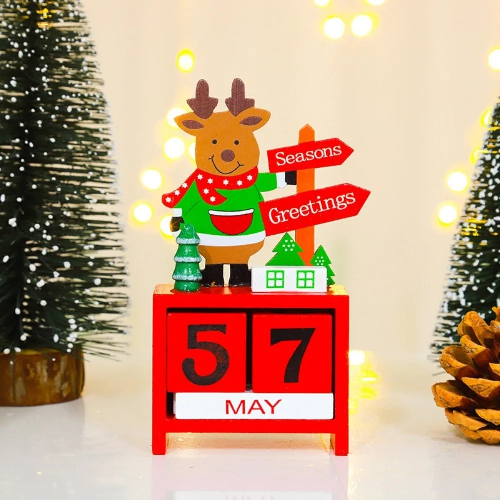Countdown Christmas Winter Wooden Ornament Reindeer Merry Christmas Party Table Centerpiece Creative Exquisite