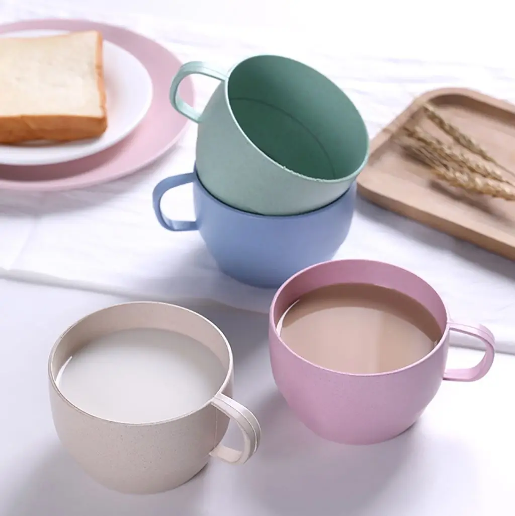 2023 Eco-friendly Wheat Milk Cup European-style Coffee Mug Wheat Straw Milk Breakfast Tea Mug Mug Simple Drinking Cup