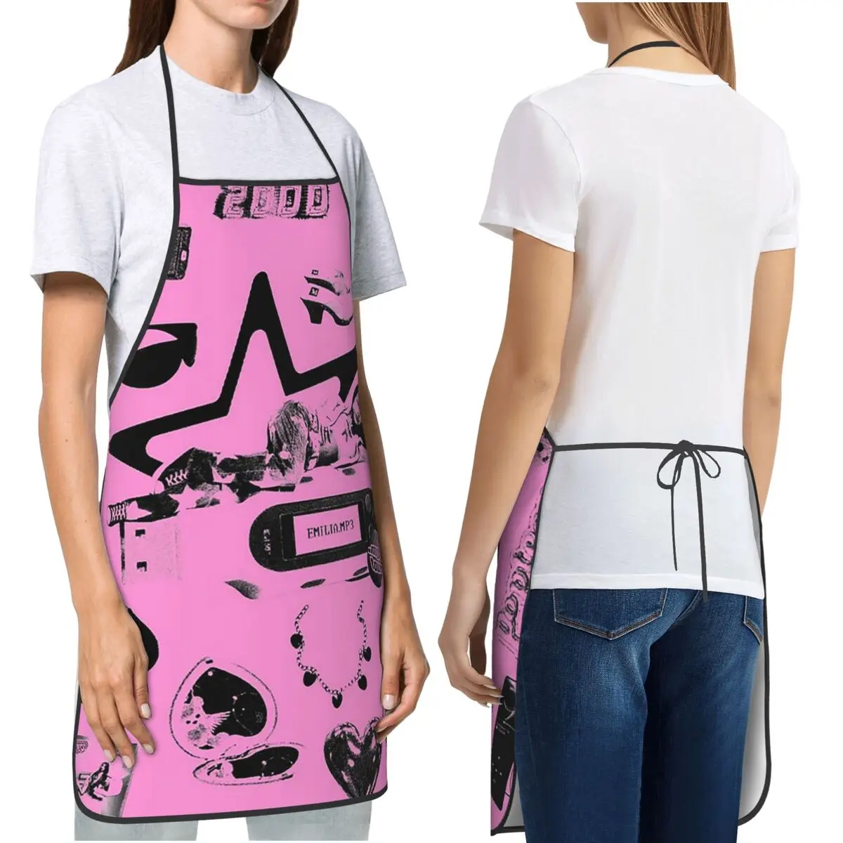 

Фартук Emilia Mernes Y2k Elements для шеф-повара, приготовления пищи, выпечки, нагрудник без рукавов, кухонный фартук для чистки для женщин и мужчин, живопись