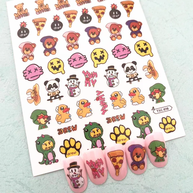 Cute Anime Animals Design Self Adhesive Decal Stamping DIY Decoration Tools Nail Stickers TSC 433 394