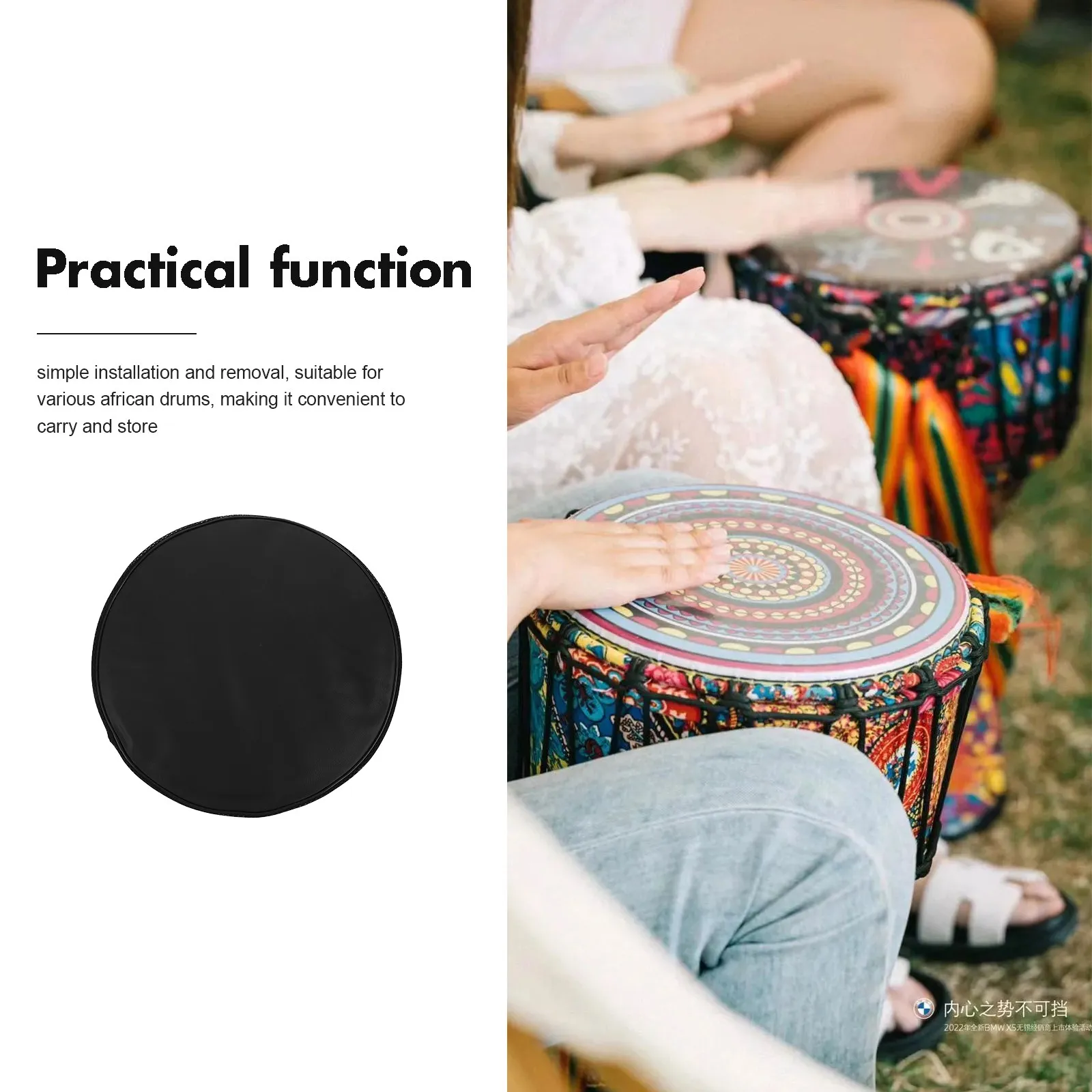 13 Inch Drum Cover for African Drums Thickened Moistureproof Material Dust Sunlight Scratch Protection Silent Practice Drum Skin