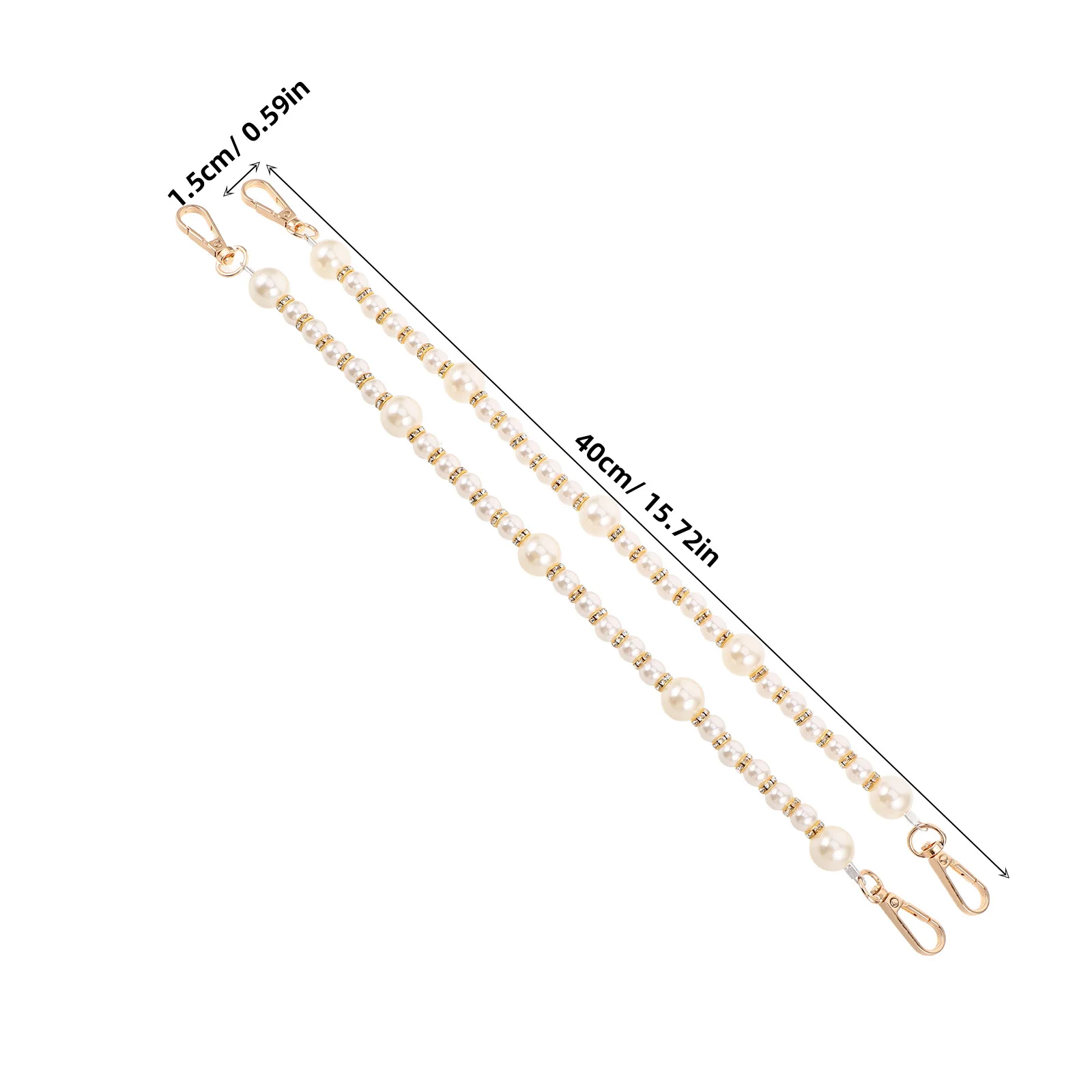 2 pièces de chaîne de sac en imitation perle, sangle de sac à main en métal, rallonge pour femmes, accessoire de sac à main tendance pour un usage quotidien ou formel
