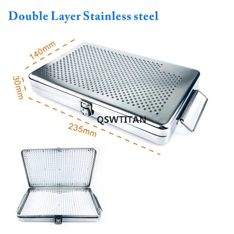 Double Layer Sterilization Tray Case Double Level Sterilization Box Stainless Steel dental Ophthalmic Surgical Instrument