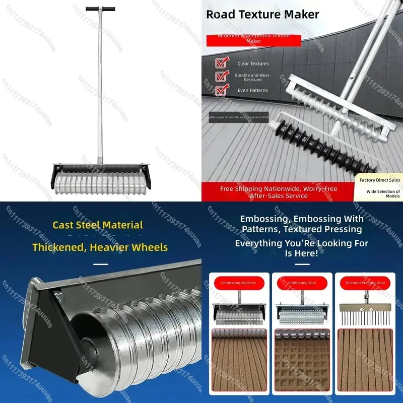 Concrete Pavement Embossing Machine Drum Roller Anti Slip Texture Tool for Cement Road Surface Burr Finisher Equipment