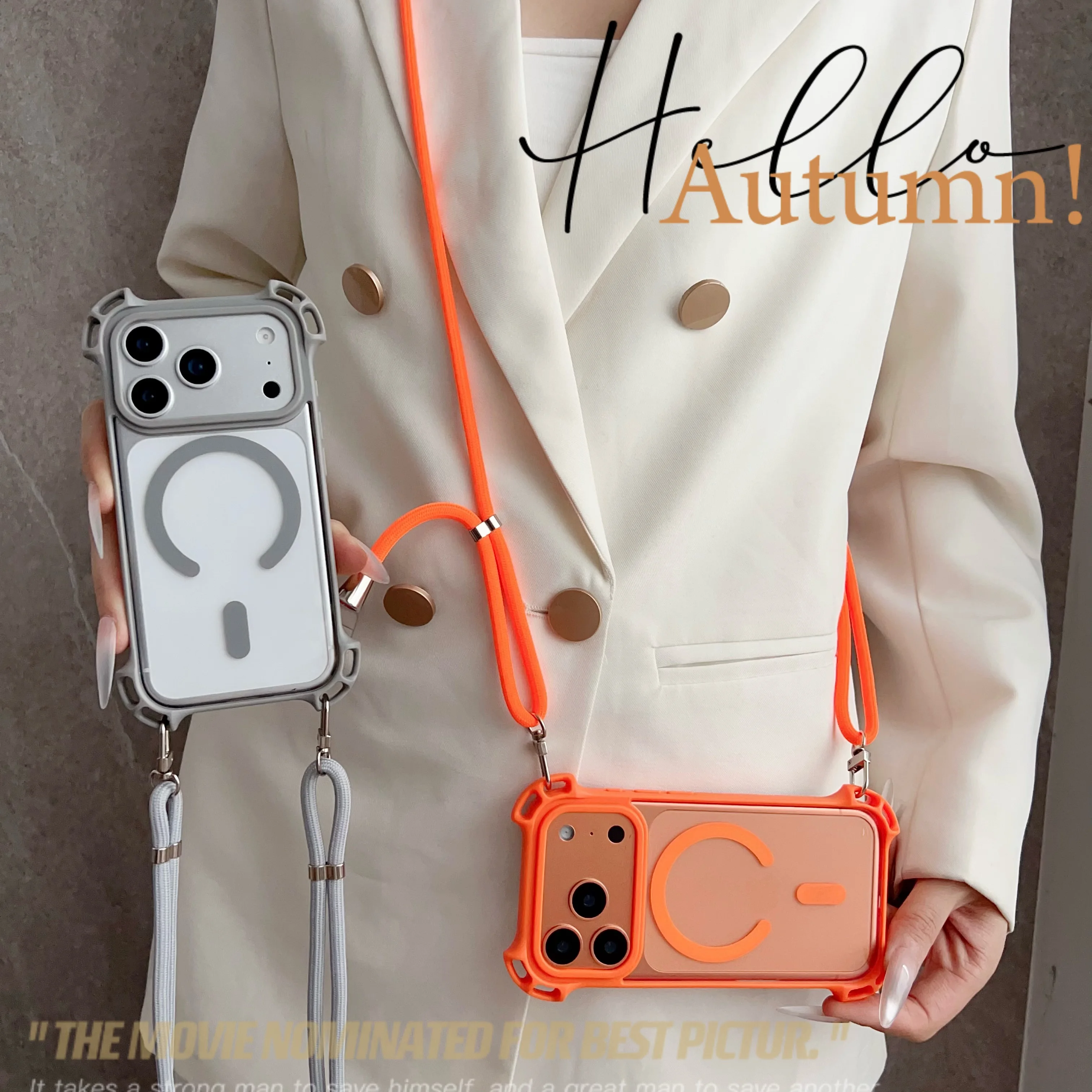 Verstellbare Lanyard-Telefonhülle, geeignet für iPhone 17 Pro Max, Crossbody, langes Lanyard 13, 16, 15, 14 Plus, magnetische Schutzhülle