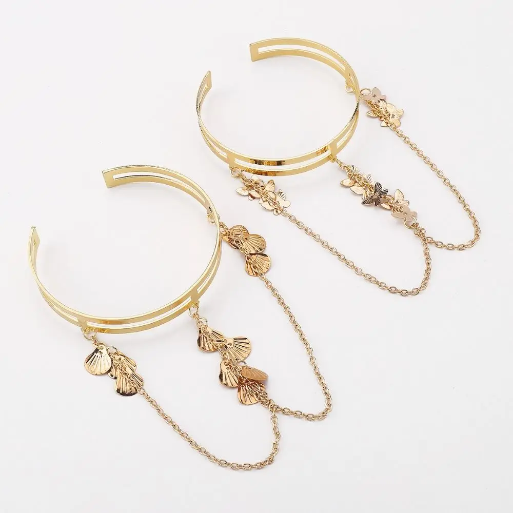 Open Arm Bracelet Adjustable Bangle Hollow Out Butterfly Shape Arm Cuff Flower Decor Lady Party Cosplay Performance Jewelry