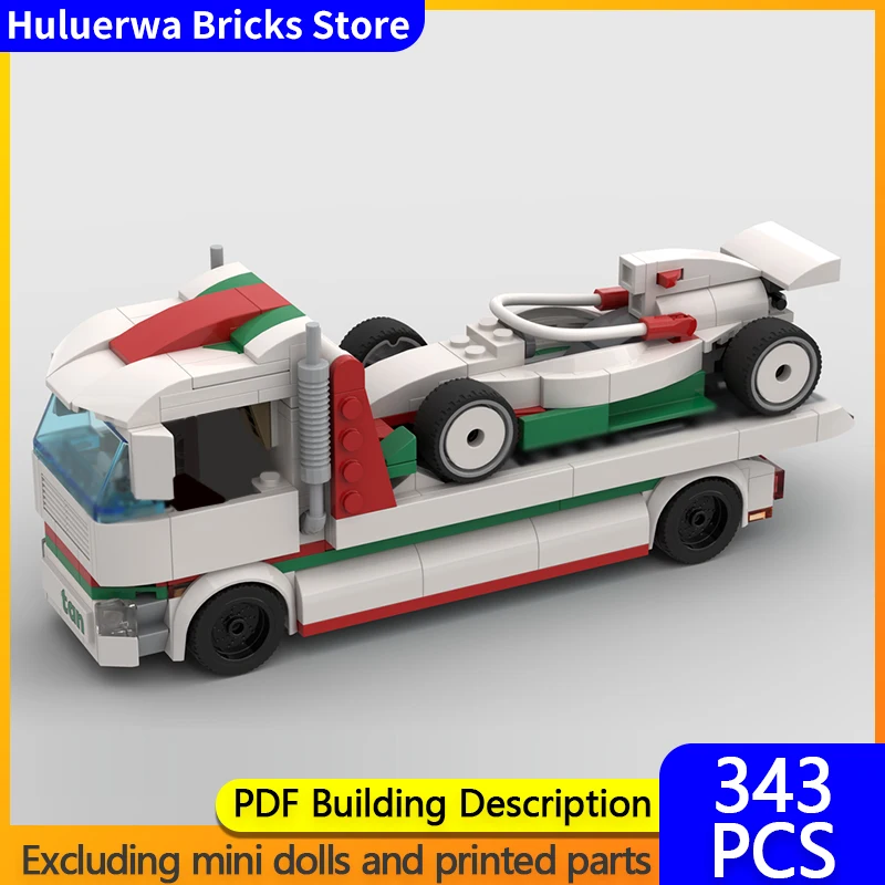 

City Car Model MOC Building Bricks Flatbed Transport Trailer Modular Technology Gifts Holiday Assemble Children Toys Suit