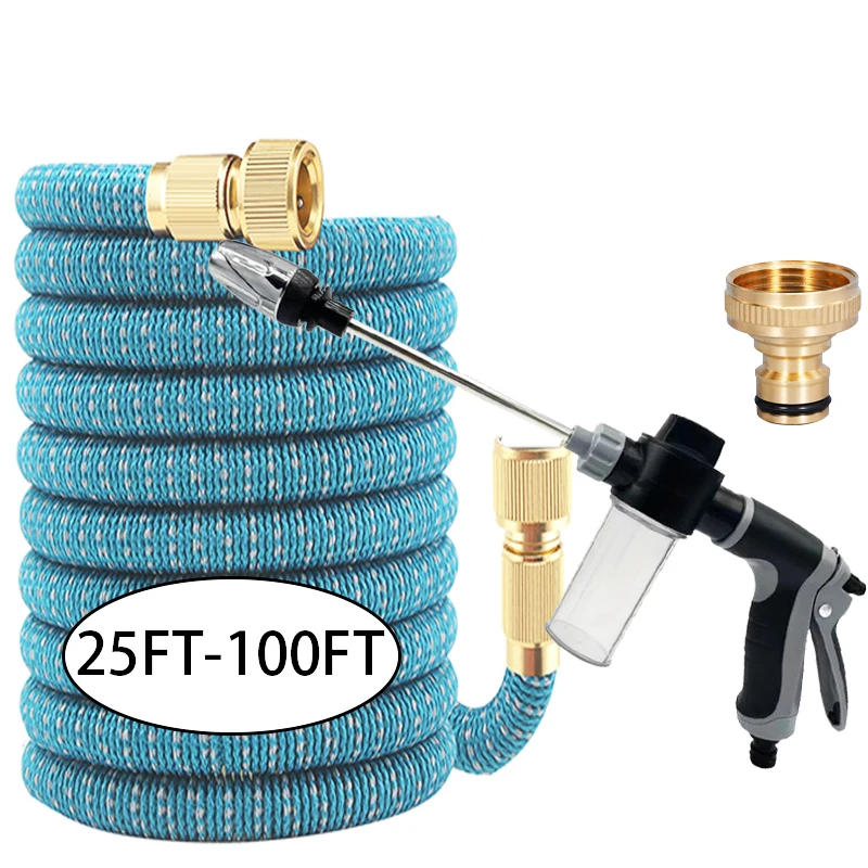 

Растягивающийся садовый шланг Magic Hose, для мойки автомобилей под высоким давлением, многофункциональный, с водяным пистолетом, для полива и мойки автомобилей