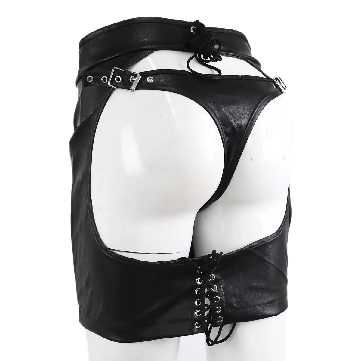 SM Products Adult Toys Black Leather Bondage Set Bdsm Sex Erotic Fetish Mini Dress Porn Skirt Adult Games  Exotic Accessories - view 5