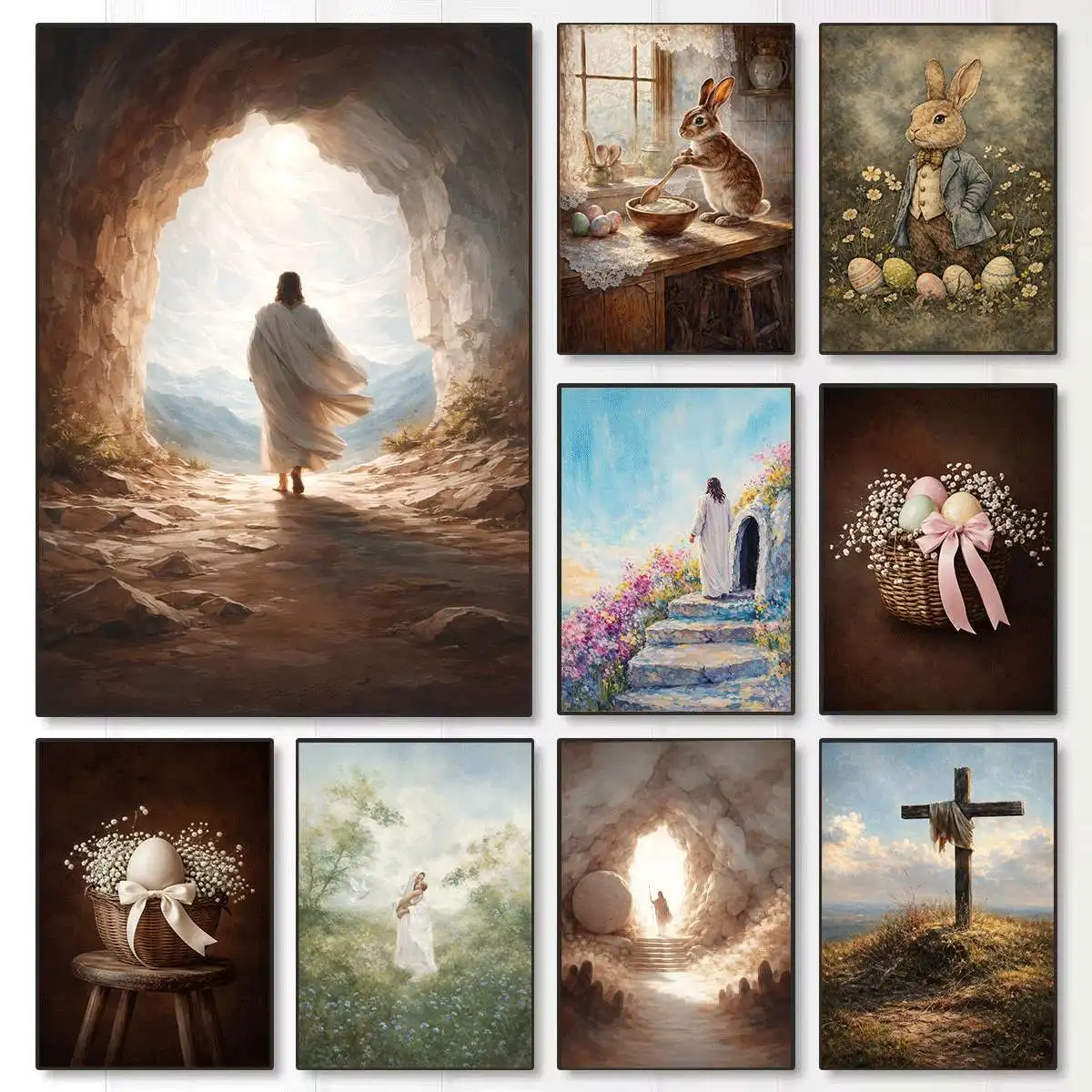 Modern Christian Believer Poster Jesus Praying Shepherd Bible Verse Easter Canvas Painting Wall Art for Kids Room Home Decor