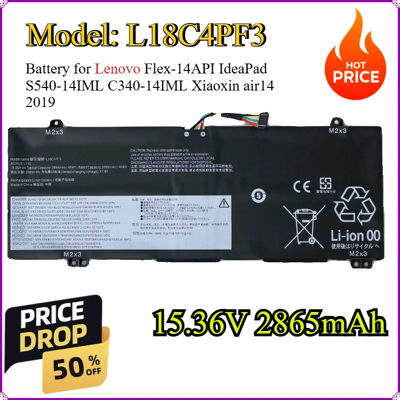 

L18C4PF3 15.36V 2964mAh laptop Battery for Lenovo Flex-14API S540-14IML C340-14IML Xiaoxin air14 2019 L18M4PF4 L18C4PF4 L18M4PF3