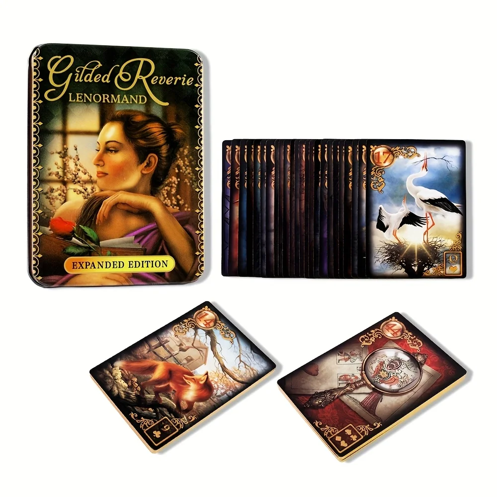 

Игра для гадания Raymond Oracle с позолоченной железной коробкой, набор 47 карт, настольная игра «Пророчество», идеально подходит для чтения судьбы и удачи