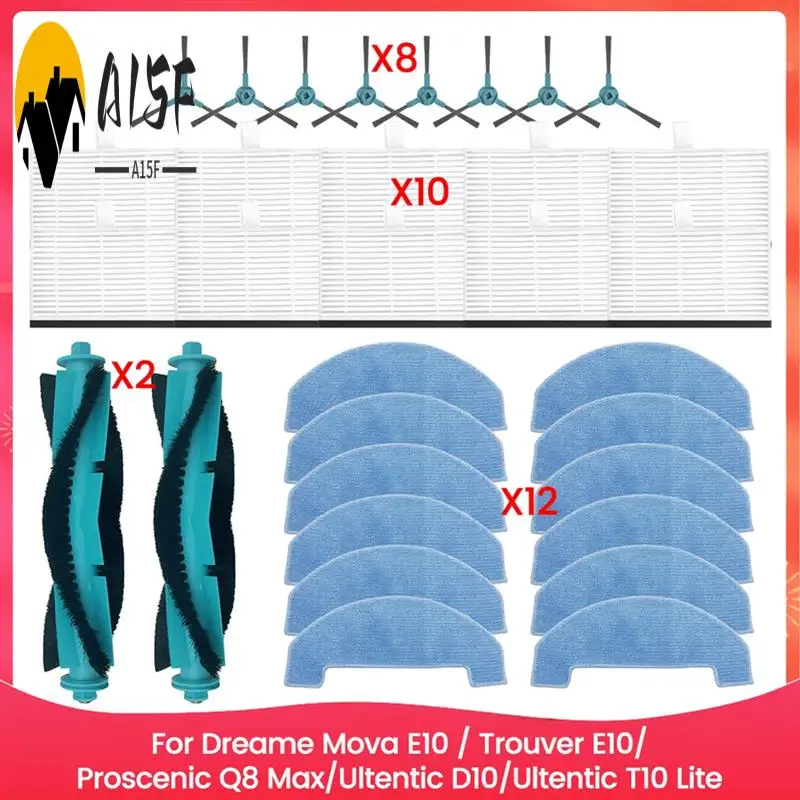 

A15F-32PCS Brush Filter And Mop Cloth Kit For Dreame Mova E10 Trouver E10 Q8max D10 T10 Vacuum Cleaner Replacement Parts