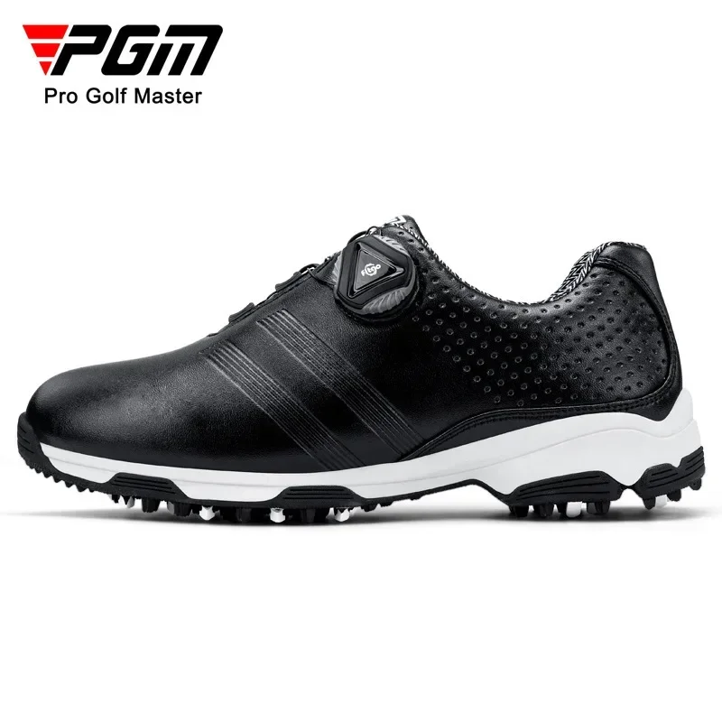 PGM Women Golf Shoes Waterproof Lightweight Knob Buckle Shoelace Sneakers Ladies Breathable Non-Slip Trainers Black Shoes XZ115