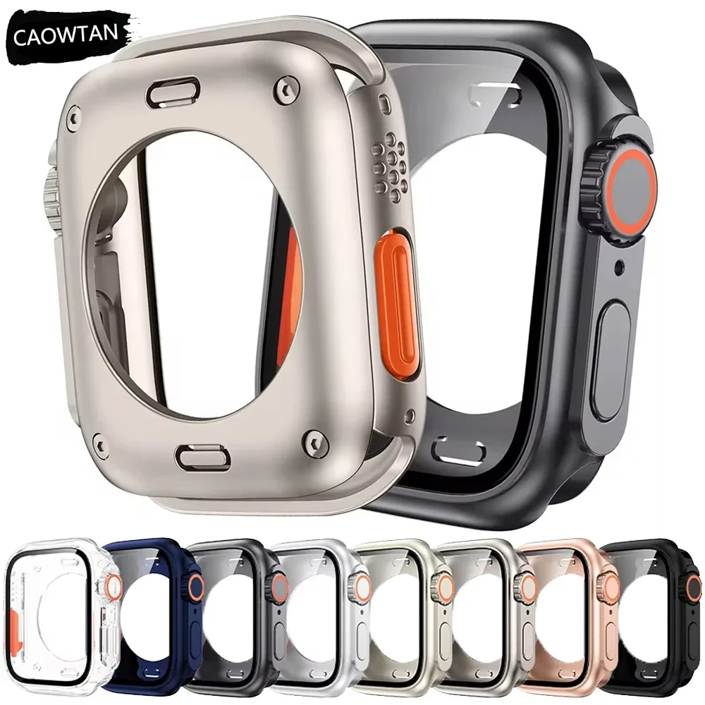 Glass+Case for Apple Watch Series 10 46mm 42mm 9 8 7 45mm 41mm Change To Ultra IWatch 4 5 6 SE 44mm 40mm Screen Protector Bumper