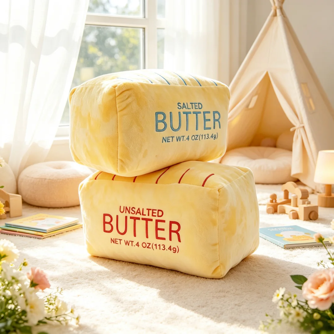 Butter Stick Plush Pillow Soft Stuffed Cuddly Toy Funny Birthday Squishy Gift for Kid Plushie Cushion for Sofa Bed Couch Decor