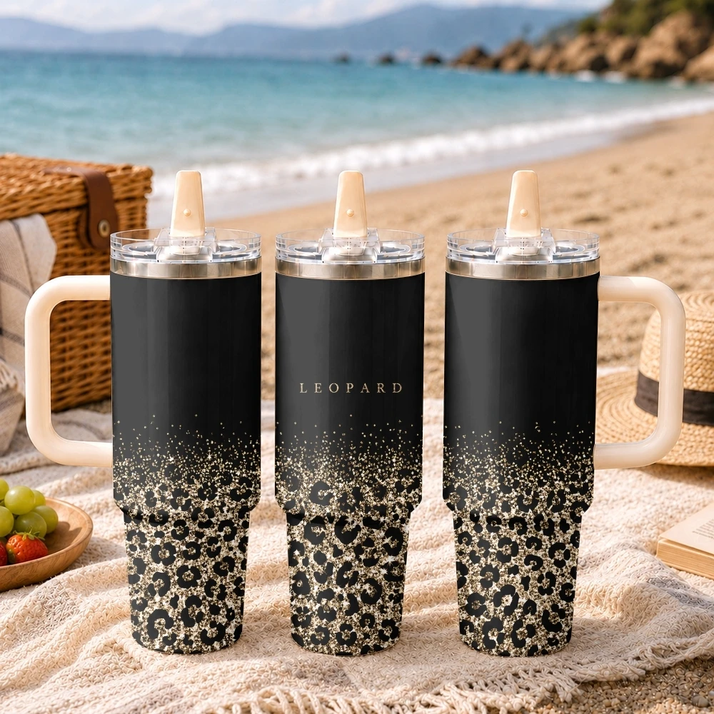 Fashion Leopard Cheetah Zebra Tiger Vacuum Flasks 40oz Thermal Tumbler Stainless Steel Insulated Water Portable Mug Cup