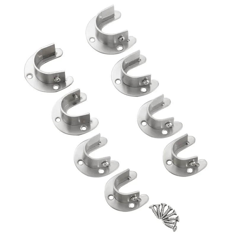 Edelstahl-Rohrhalter, Kleiderstange, Kleiderschrank, Kleiderhalter, silbernes Rundrohr, offener Flansch, Sitz, Rundstangenrohr