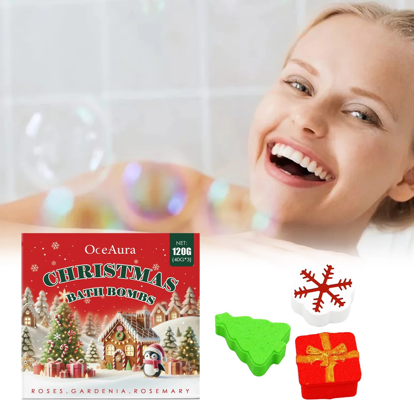 

Christmas Bath Bomb Gift Set Aromatic Fizzy Shower Balls Moisturizing Floral Scent Skin Cleansing Spa Bath