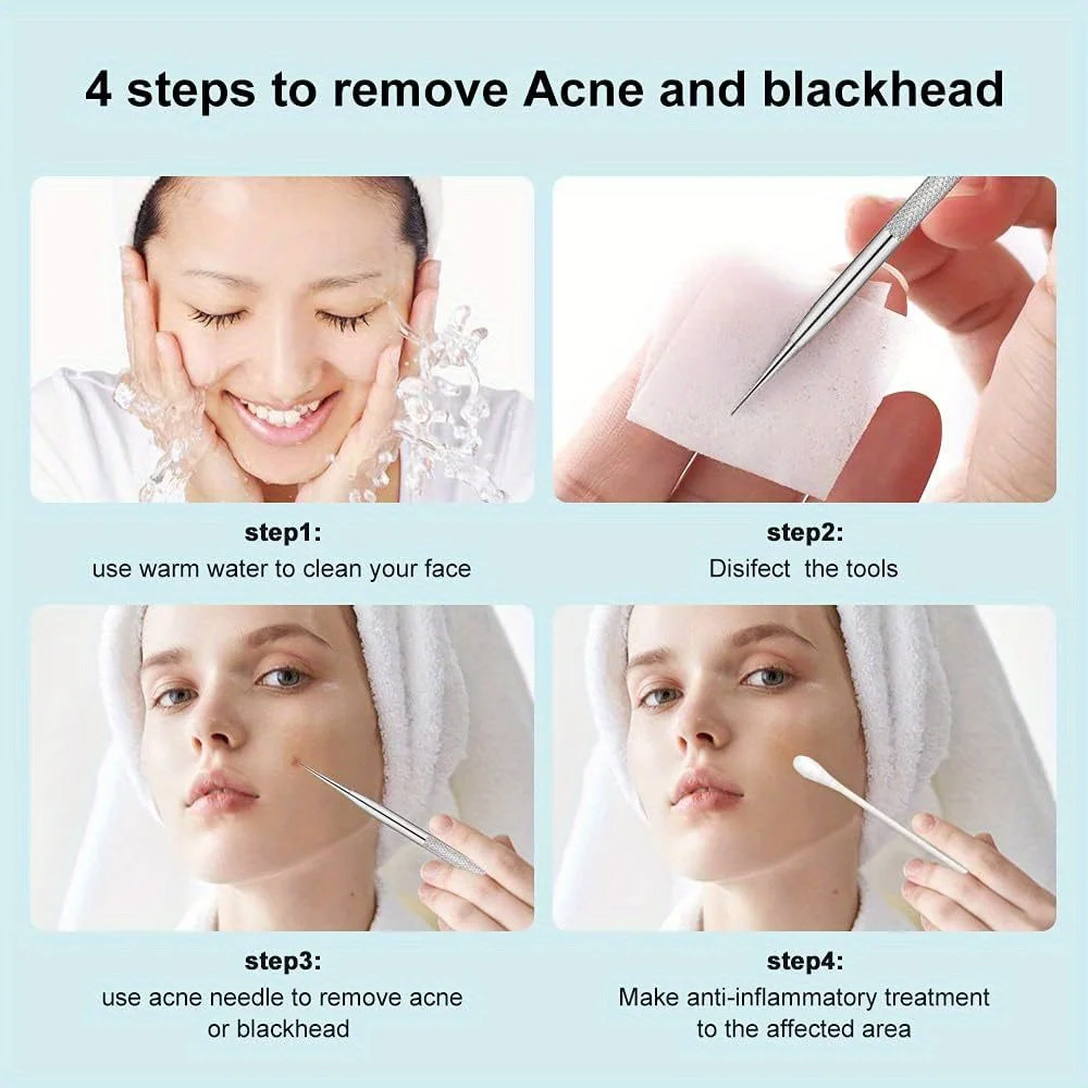 Pimple Extractor Tools, Blackhead Remover, Pimple Popper, Acne Removal Kit Risk Free Treatment for Blemish,Blackhead Tweezers