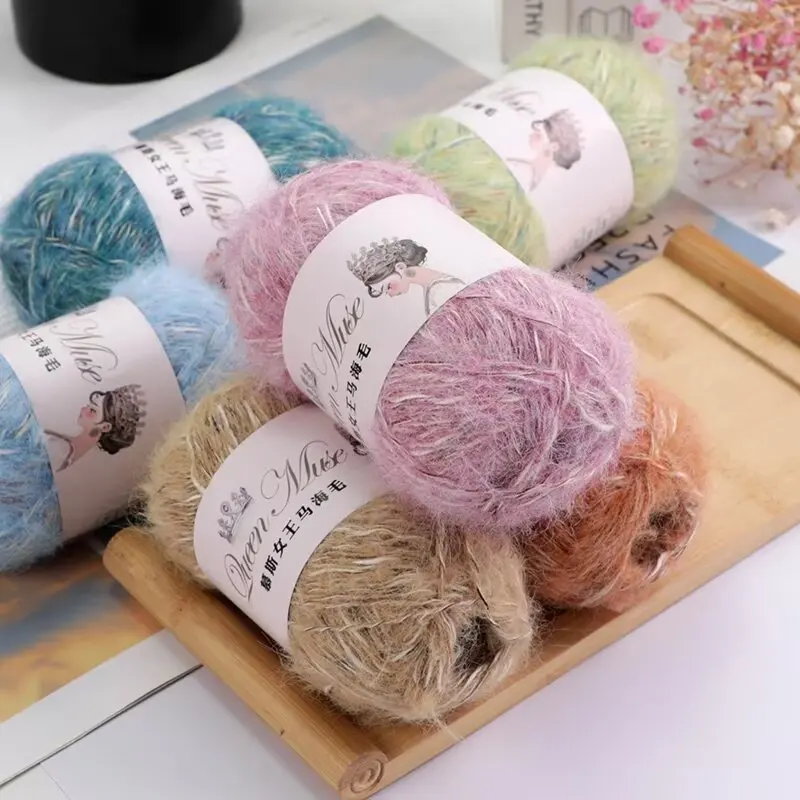 

50g/roll Mohair Wool Yarn Extra Soft Warm Long Hair Fine Baby Wool Crochet Yarn For Hand Knitting DIY Scarf Hat Sweater Coat