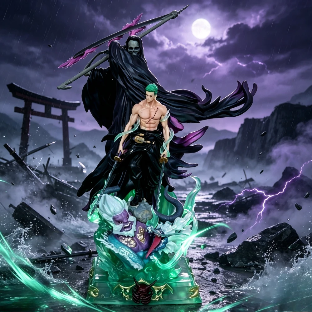 22,5cm/8,86 Zoll Anime One Piece Figur Death Zoro Actionfiguren PVC-Statue Ornament Sammlermodell Spielzeug Geschenke
