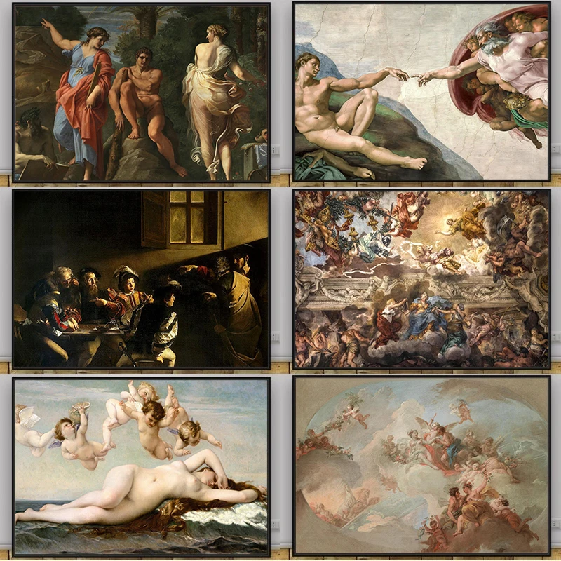 Retro Renaissance Classical Greek Mythology Christian Art Famous Works Poster Canvas Oil Painting Museum Church Wall Decorati