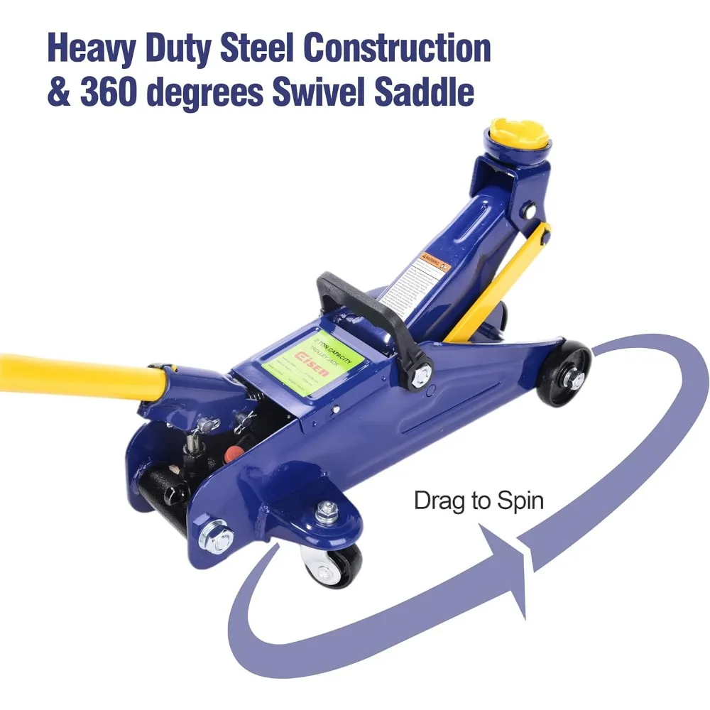 رافعة أرضية هيدروليكية منخفضة المستوى 2 طن لسيارات السيدان وسيارات الدفع الرباعي، مقبس خدمة عربة عالي التحمل باللون الأزرق #4