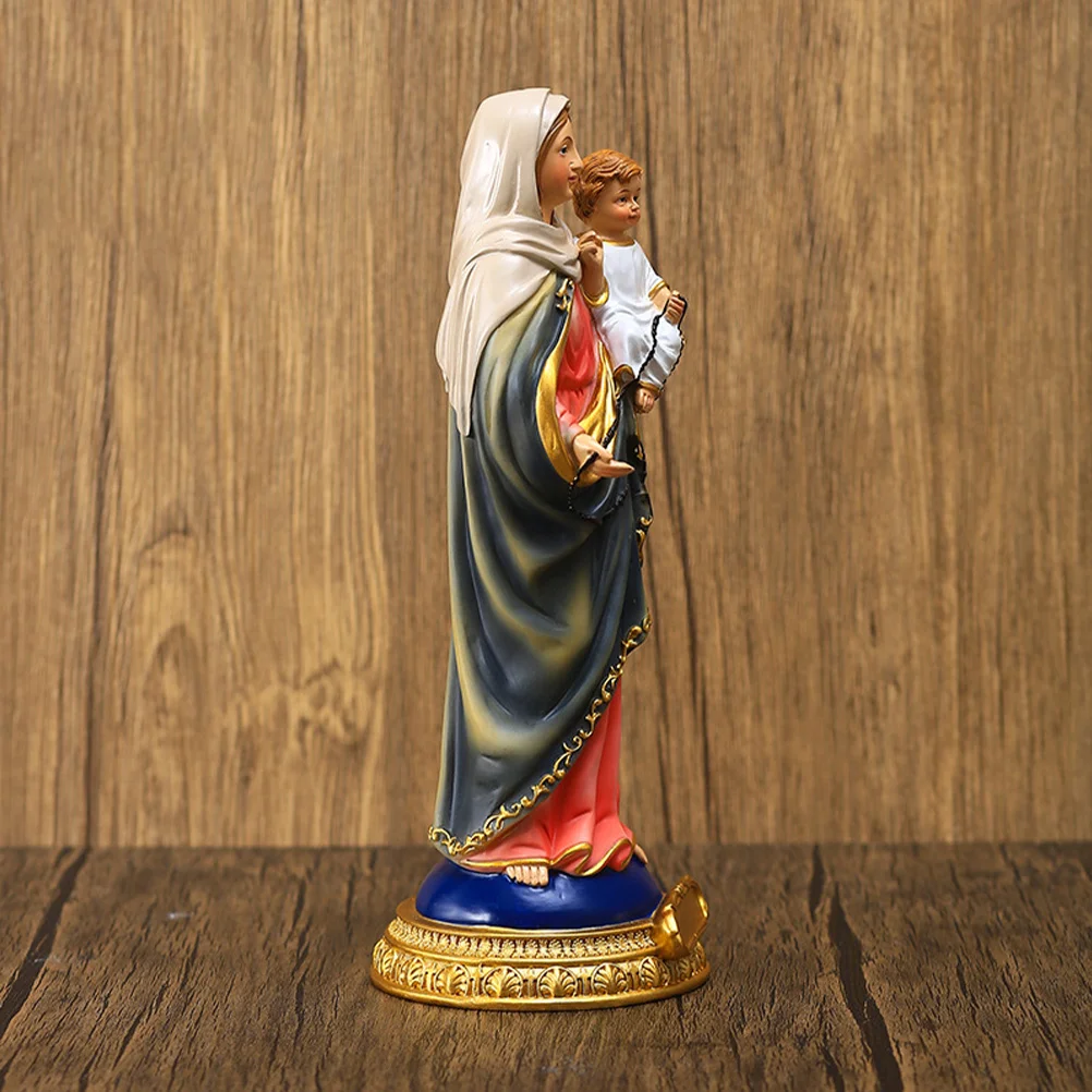 

Virgin Mary Resin Sculpture Statue Mini Desktop Ornament for Religious Church Home Garden Decoration Virgin Mary Statue
