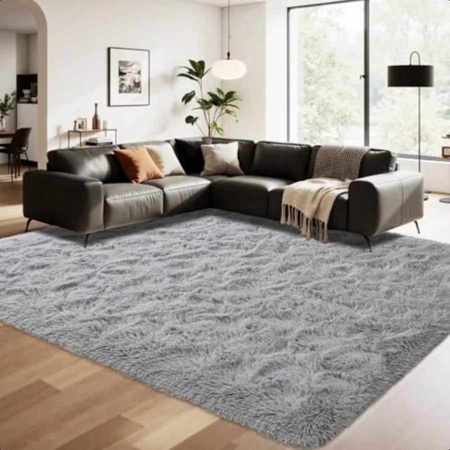 

5x8 ft Light Grey Fluffy Shag RugUltra Plush NonSlip Area Rugs for Living Room Bedroom Nursery Playroom Dorm Office Modern Soft