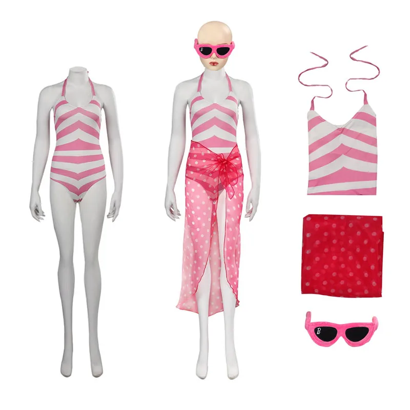 Disfraz de Margot a la moda para mujer y niña, traje de baño con gafas de sol, traje de playa para fiesta de Carnaval y Halloween, novedad