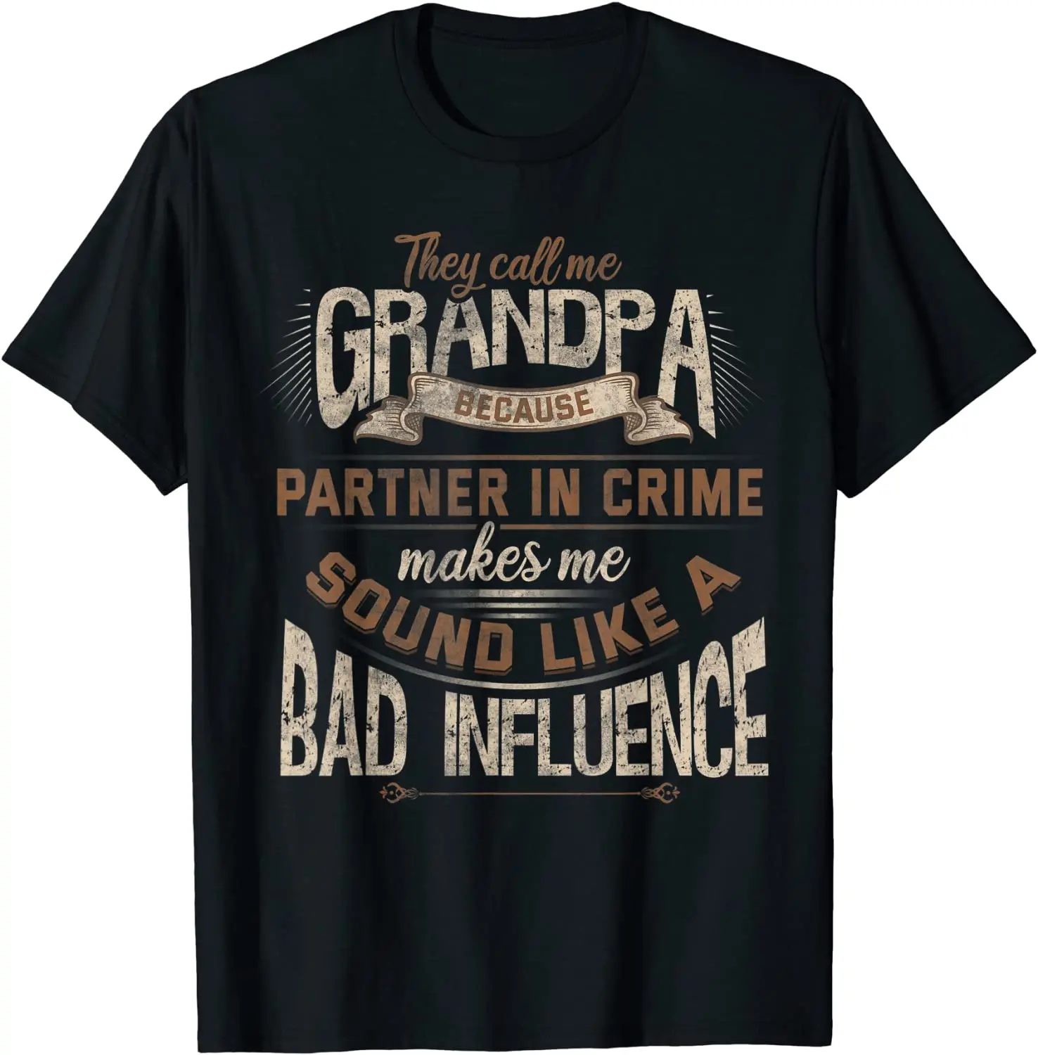 Funny Grandpa, Partner in Crime Phrase, Granddad Humor T-Shirt comfortable Tops & Tees for Men Top T-shirts Design New Design