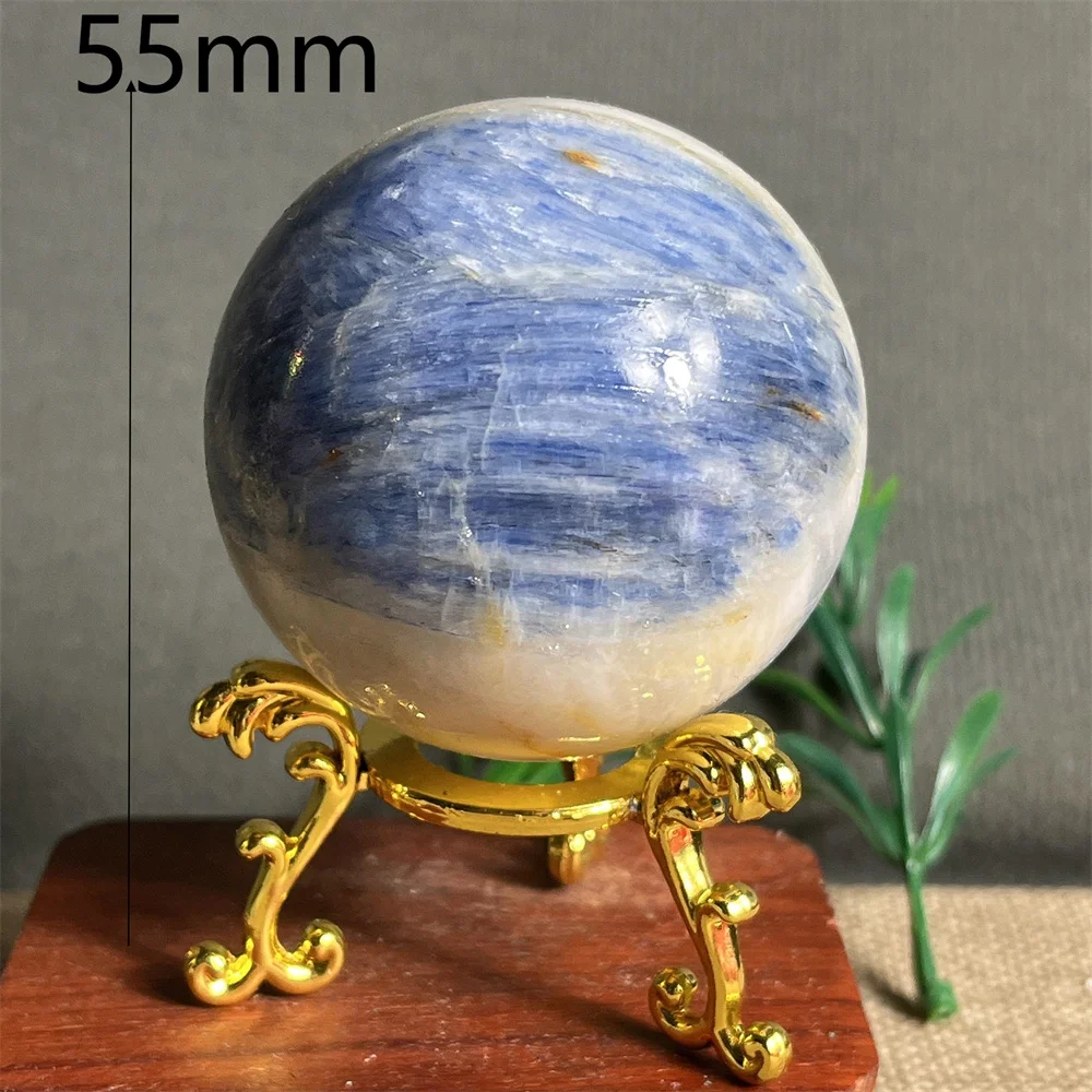 Crystal Natural Blue Kyanite Sphere Ball Mineral Stone Quartz Healing Specimen Reiki Aquarium Home Decoration+Stand