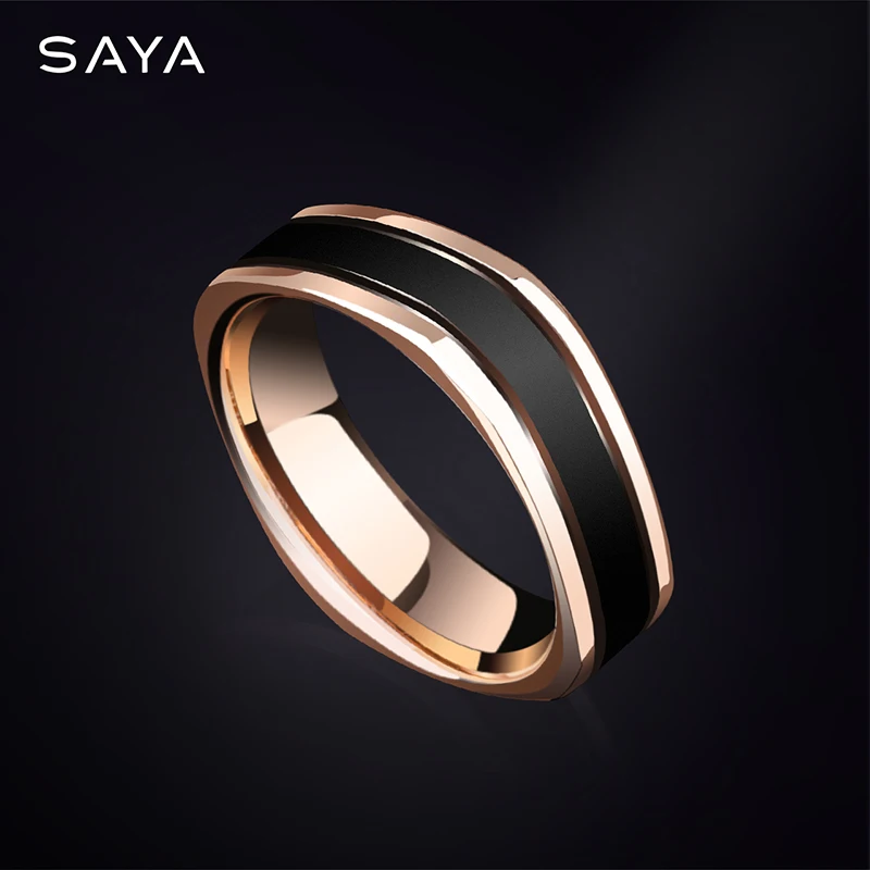 Rings for Men Women Couple for Wedding Tungsten 8mm Width Rose Gold Fine Jewelry, Comfort Fit, Customized