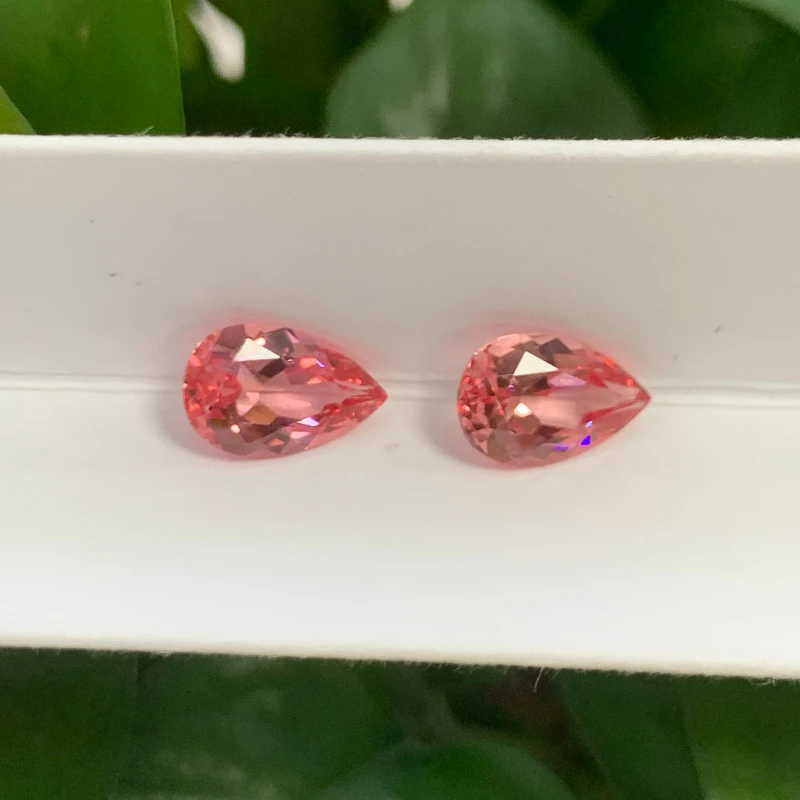 

Lab Grown Padparadscha Color Pear Cut Pink Extremely Shiny Quality Ring Necklace Earrings Main Materials AGL Beads Charm For DIY
