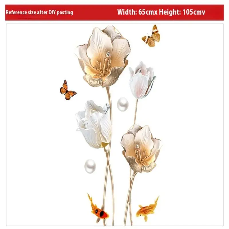 For Living Room Background Decor Self-adhesive Home Decor Beautiful Flower Wall Sticker