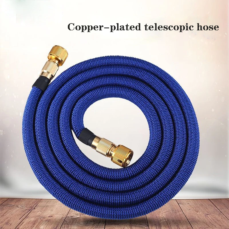 For Water Plated Copper Household Garden Water Hose 3 times telescopic TPE car wash water hose magic telescopic