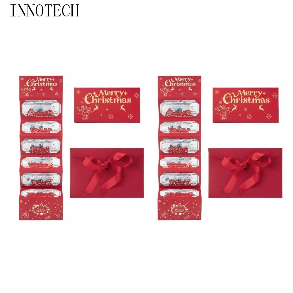 

2 комплекта, рождественская денежная открытка Санта-Клауса, конверт, красный, 6 положений, складная банковская карта Lucky Navidad