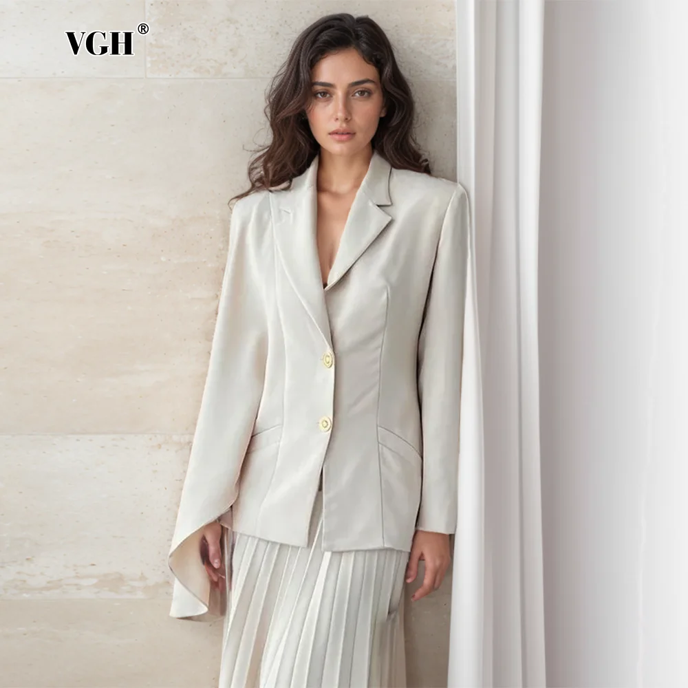 VGH temperamento ed eleganza stile manica irregolare Design piccolo vestito 2024 nuovo stile risvolto giacca tinta unita giacca