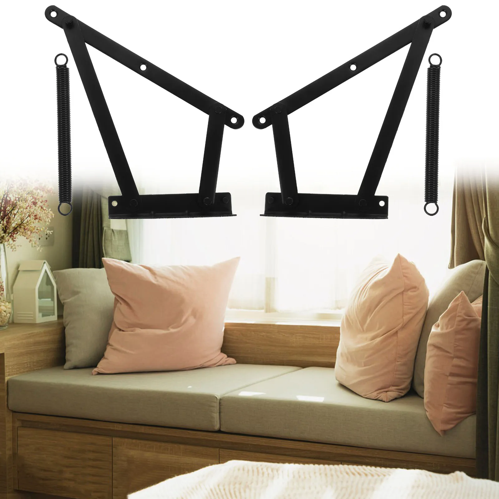 

1 set Spring Hinge Triangular Foldable Lifting Bracket Replacement Stainless Steel Sofa Bed Furniture Hardware ShelfBracket