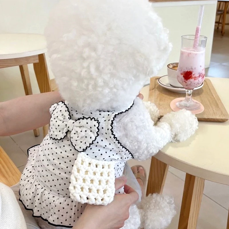 

Fashion Polka Dot Print Pet Skirt Teddy Summer Sling Bichon Frise Coolred Dress Poodle Dress No Bag XS-XL