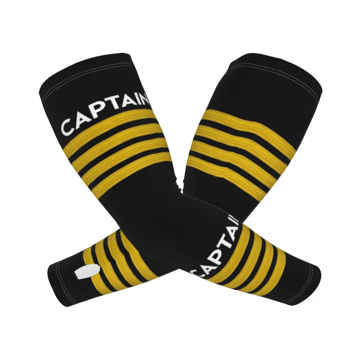 Custom Captain Stripes Epaulettes UV Protection Arm Sleeves Men Women Sports Aviation Airplane Pilot Tattoo Cover Up for Hiking