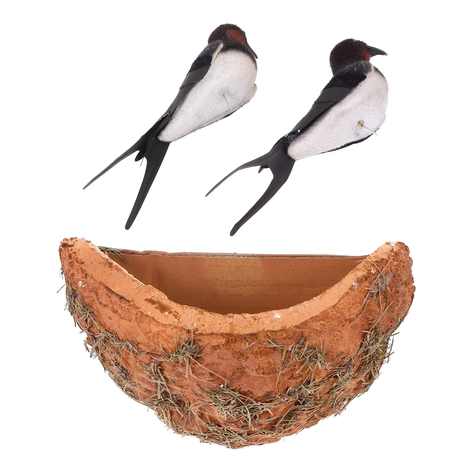 

Bird Nest Birds Swallow Garden Wall Decor Artificial Modelfeathered Sculpture Hanging Craft Lifelike Decorative Statue