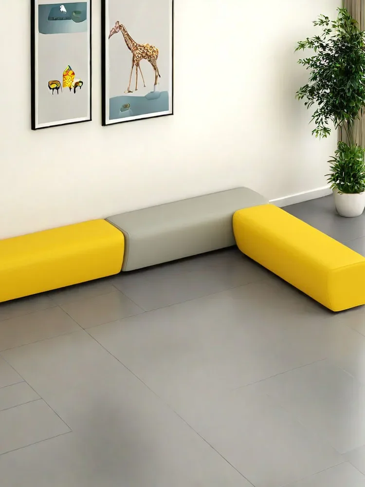 Simple modern creative long sofa stool shopping mall rest area waiting chair training