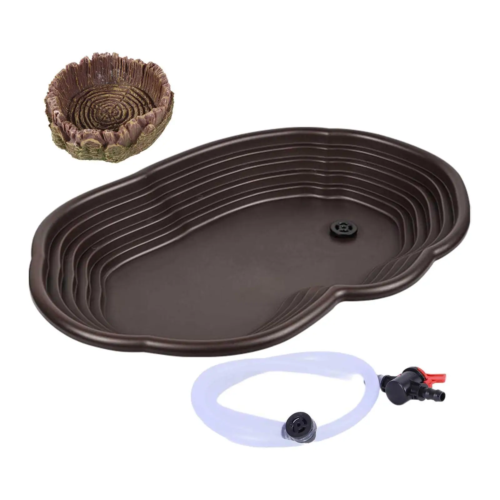 Turtle Fish Tank Reptile Bathing Dish Low Ramp Design Resin Tortoise Feeder Plate for Water Turtles Accessories