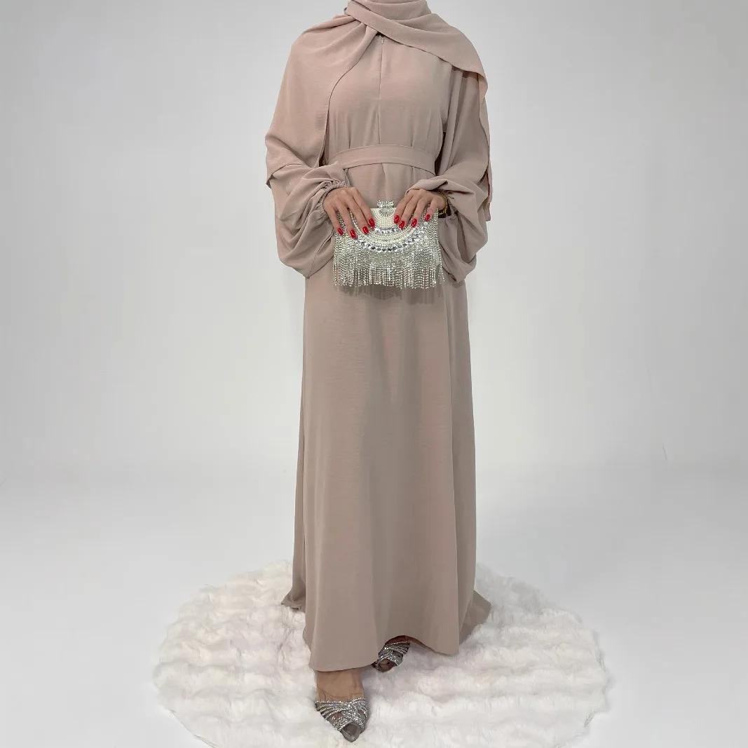 

Muslim Women Elastic Long Loose Dress Multi-color Casual Dress Robe Abaya Solid Color Summer