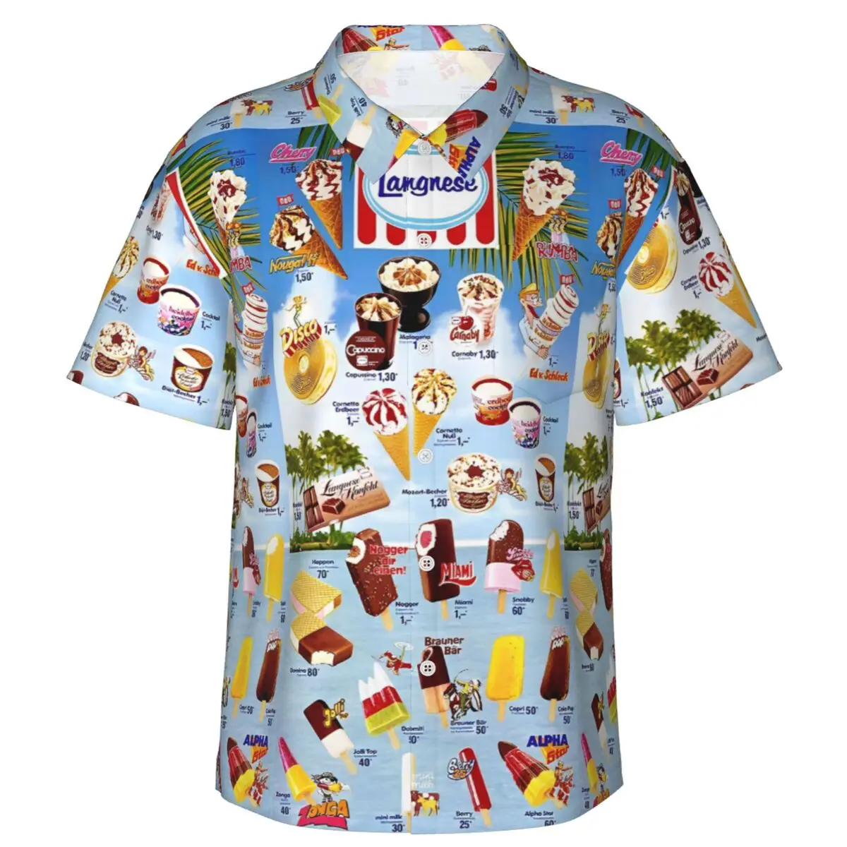 Hawaii Trendy Cool Fashion Ice Cream Shirts Beach Party 3d Print Hawaiian Shirt unisex Short Sleeve Oversized Blouse Lapel Shirt