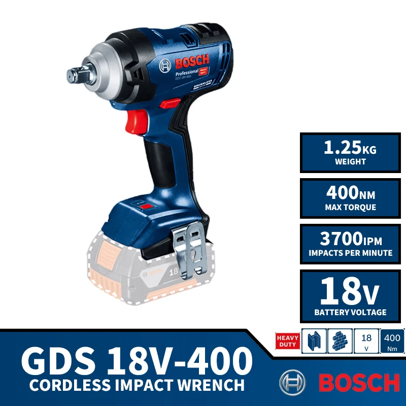 BOSCH GDS 18V-400 Cordless Impact Wrench 400NM 3700IPM 18V Professional Lithium Power Tools